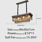 Crystal Ceiling Chandelier: Modern Vintage Hanging Light for Living Dining Room