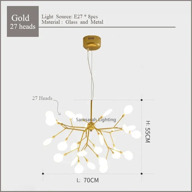 2024 Nordic Firefly LED Chandelier - Ideal for Living Room, Bedroom, Dining Room
