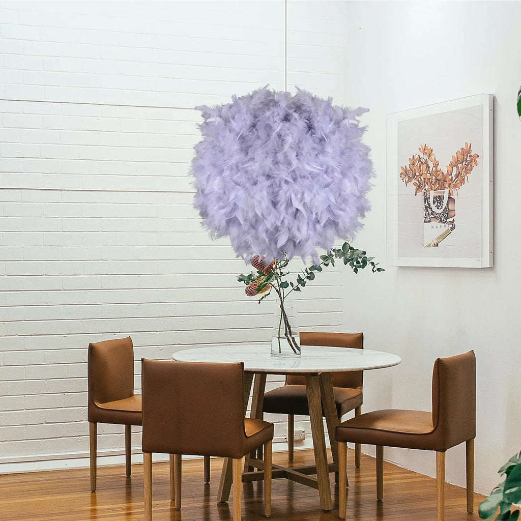 Feather Pendant Lamp E27 Hanging Light Nordic Chandelier for Bedroom & Dining Room by Afralia™