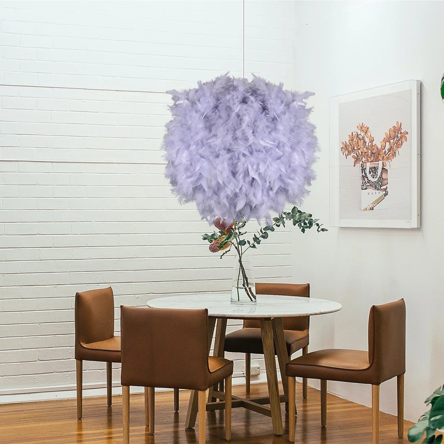 Feather Pendant Lamp E27 Hanging Light Nordic Chandelier for Bedroom & Dining Room by Afralia™
