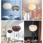 Feather Pendant Light Chandelier for Bedroom Living Room Dining Children's Room