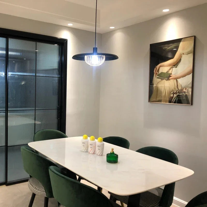 Walnut Metal Saucer Pendant Light - LED Hanging Lamp for Modern Home Decor