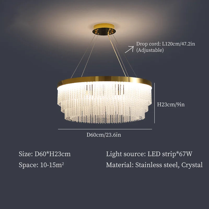Crystal Luxury Hanging Ceiling Lamps LED Chandelier for Living Room Decor