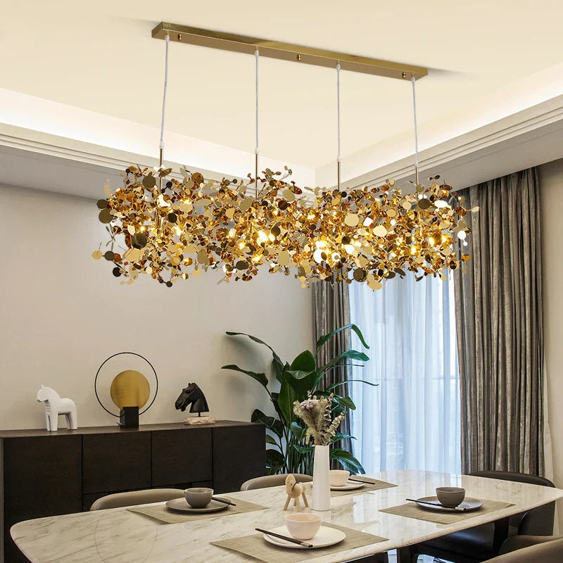 Leaf Sequin Ceiling Chandelier for Modern Living Room, Restaurant, Bar, and Shop Window