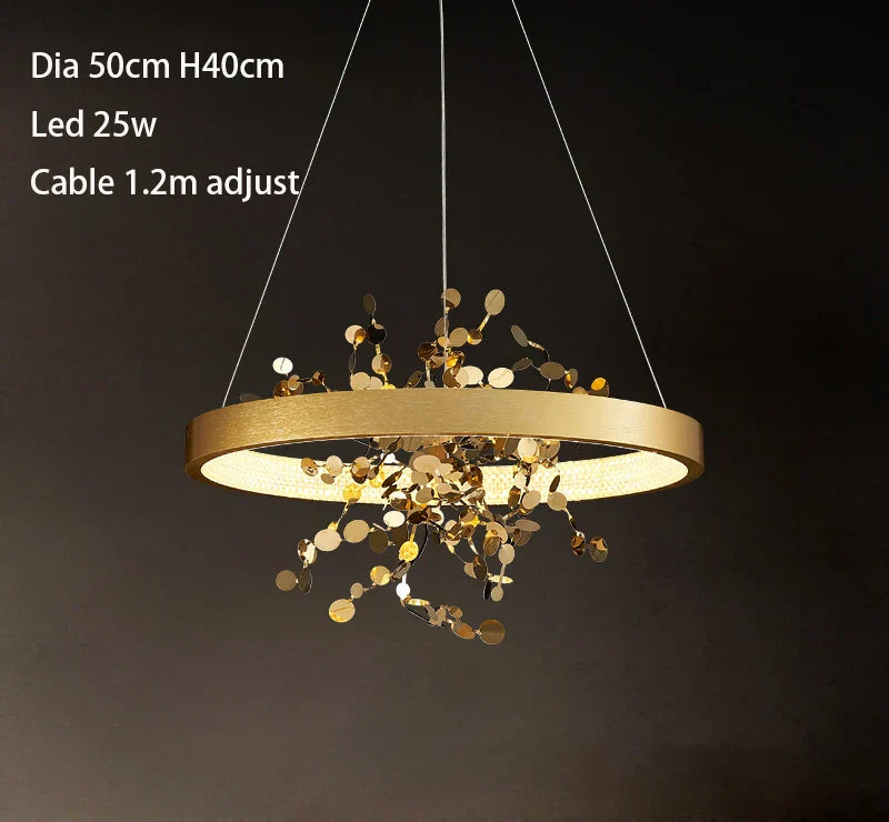 Modern Stainless Steel Ring Pendant Lighting for Home Decorución