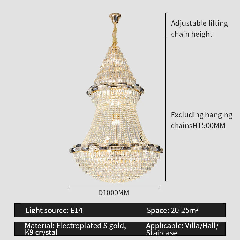 Crystal Chandelier: Elegant European Luxury Lighting for Living Room, Restaurant, and Bedroom