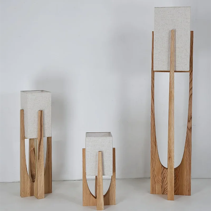 Vintage Wood Floor Lamp for Living Room, Japanese Style Decor Lighting