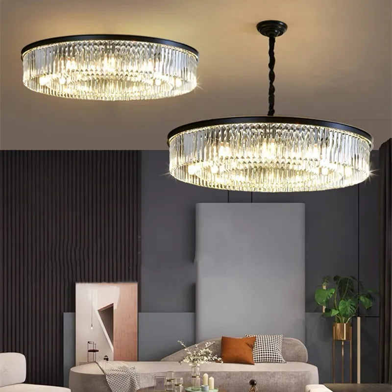 Crystal Ceiling Chandelier: Modern Industrial Retro Vintage Hanging Light for Living Dining Room