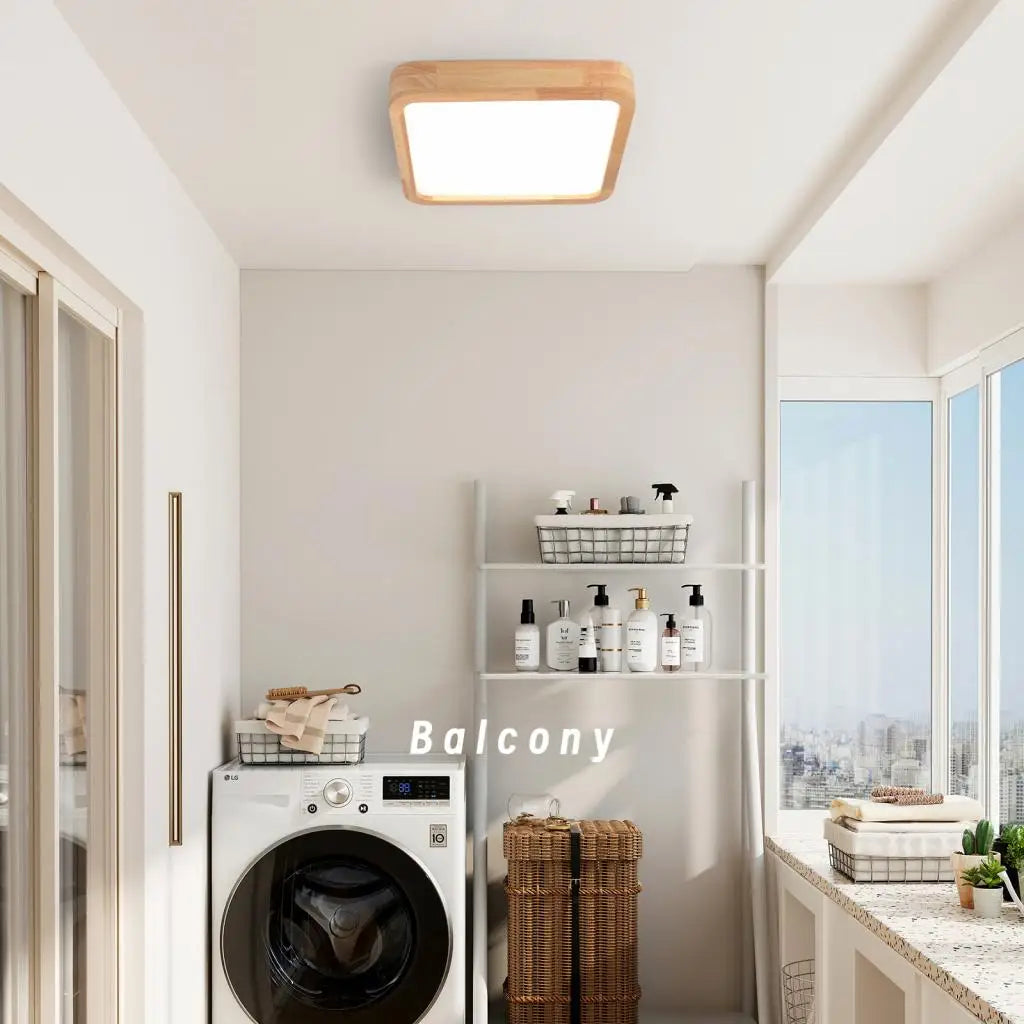 Nordic Wooden LED Ceiling Light Modern Acrylic Lampshade Fixture