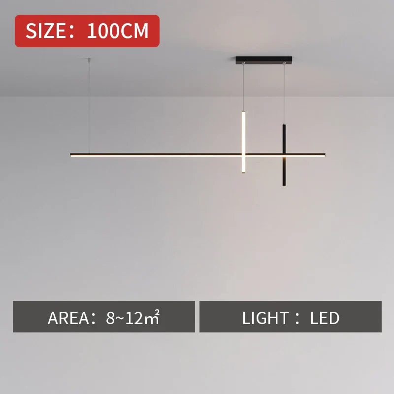 Minimalist Dimmable Black LED Chandelier for Dining Room Kitchen Bar - Modern Pendant Light