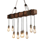 Retro Wood E27 LED Ceiling Chandelier - Industrial Vintage Pendant Lights