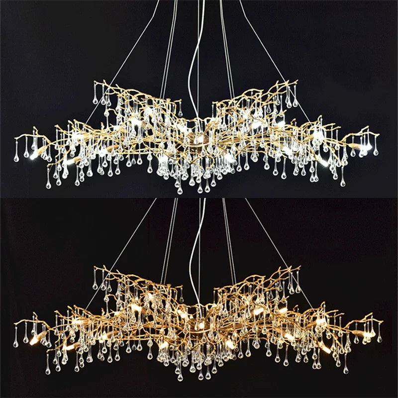 Gold Crystal Chandelier: Modern LED Luxury Lighting for Living Room Villa