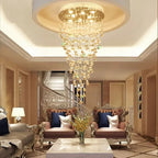 Modern K9 Crystal Chandelier Round LED Hanging Lamps for Living Room