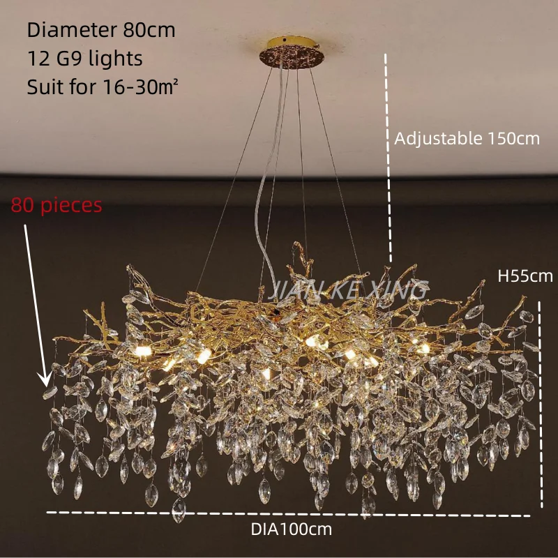 Nano Crystal Chandelier Horse Eye Pendant LED Lighting for Luxury Living Room & Hall