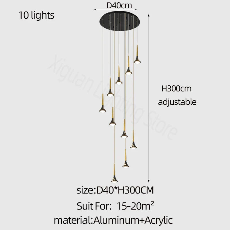 Modern Fashion Long-Line Chandelier for Living & Dining Rooms