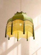 Vintage Green Cloth Tassels LED Ceiling Chandelier Pendant Lights Home Decor