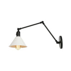 Retro Long Arm Bedside Wall Lamp with Switch - Black