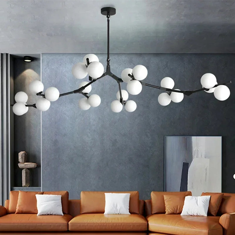 Modern Glass Ball Pendant Lamps - Elegant Indoor Chandelier for Living & Dining Room
