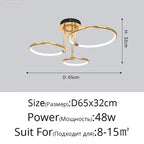 Modern Rings Chandelier for Living Room Dining Bedroom Ceiling Lamp