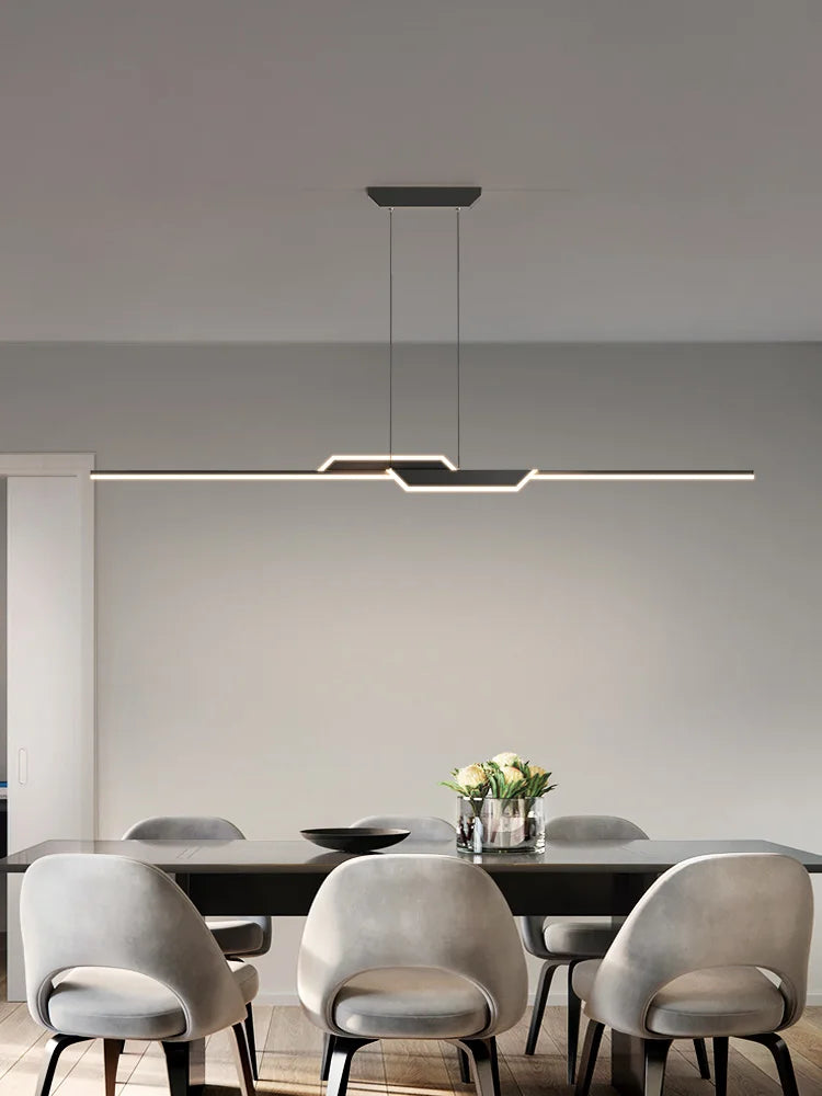 Modern Minimalist Luxury Chandelier Strip Lamp Set for Dining Room Island Table