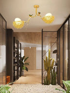 Modern Gold Glass Ball Pendant Light Chandelier for Living Room Bedroom Kitchen