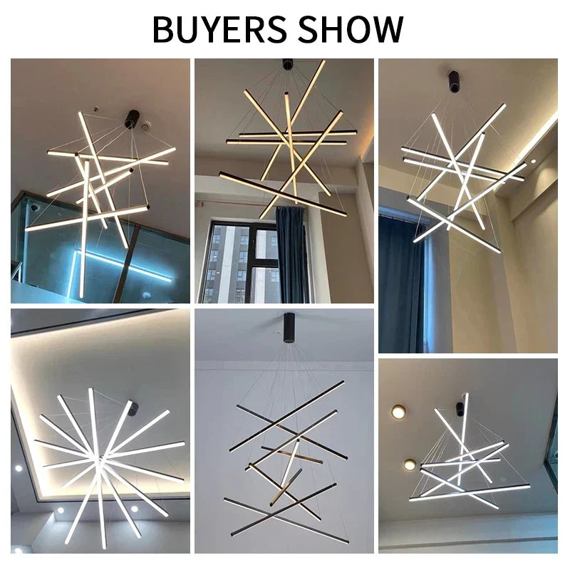 Aluminum Ceiling Chandelier: LED Changeable Shape Stair High-Rise Indoor Lighting