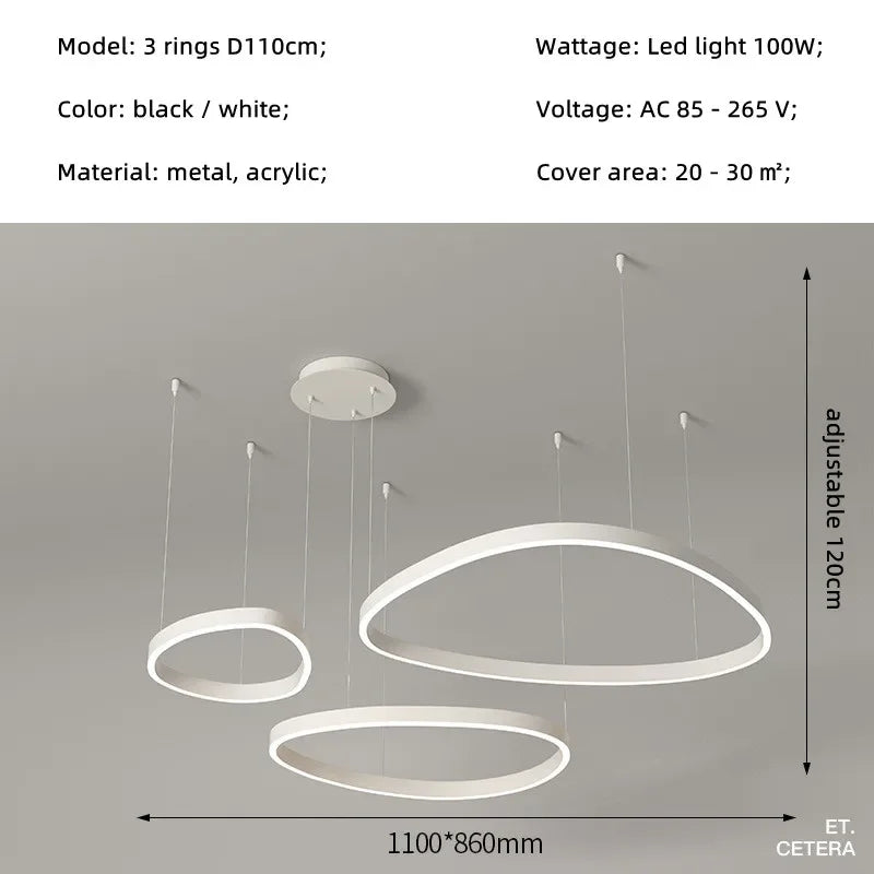 Nordic Living Room Irregular LED Pendant Lights, Minimalism Design