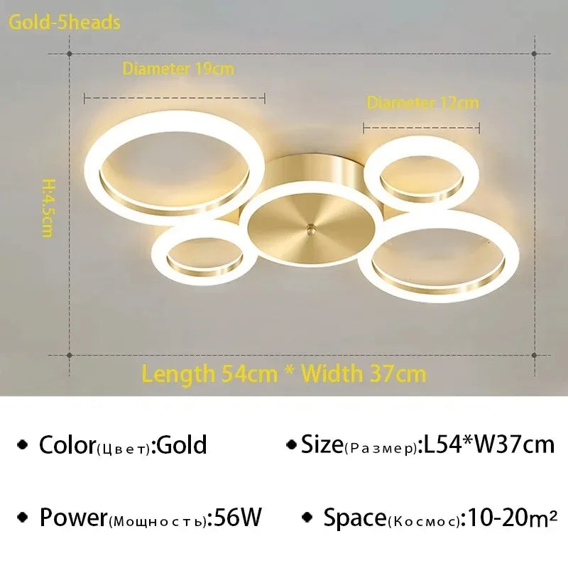 LED Gold Ring Chandelier for Living Room Bedroom Dining Room