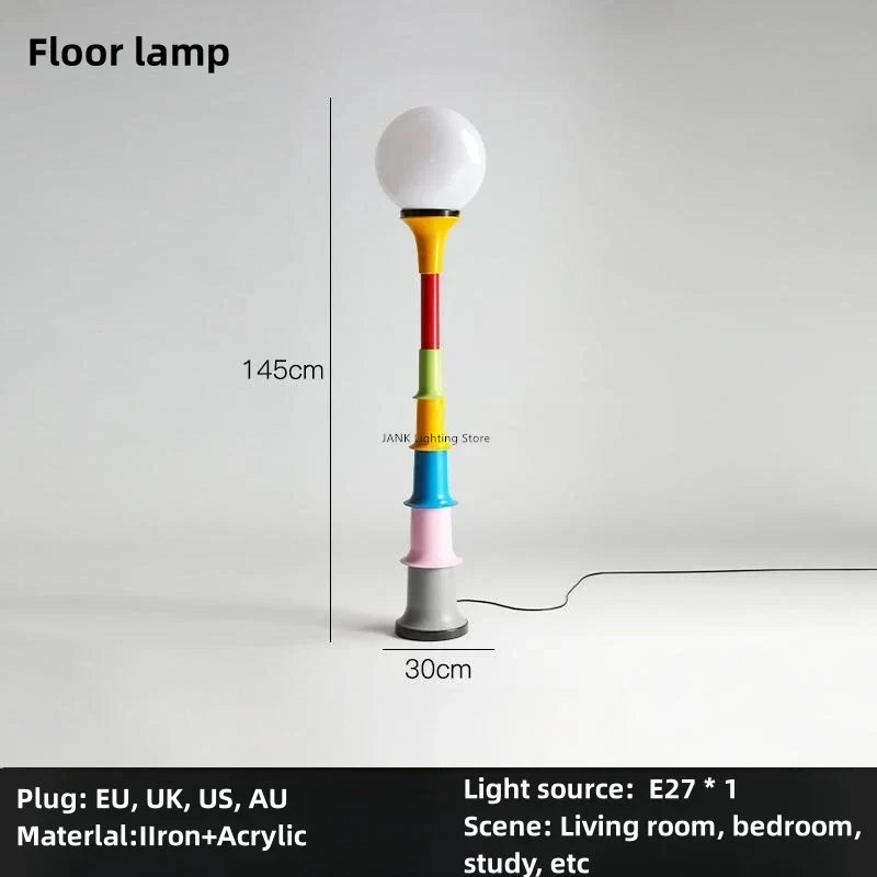 Colorful Retro LED Floor Lamp for Bedroom and Children's Study