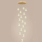 Round Ball Acrylic Chandelier Staircase LED Gold Lighting Fixtures