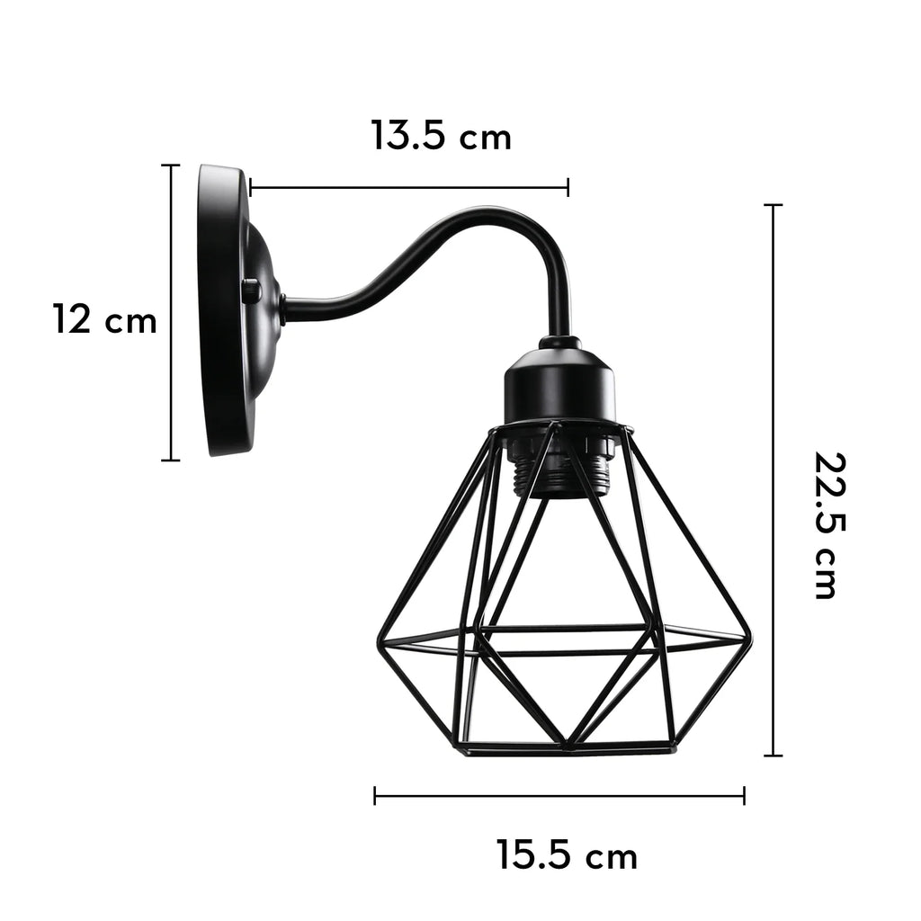 Vintage LED Wall Light Retro Loft Sconce E27 Iron Cage Lampshade