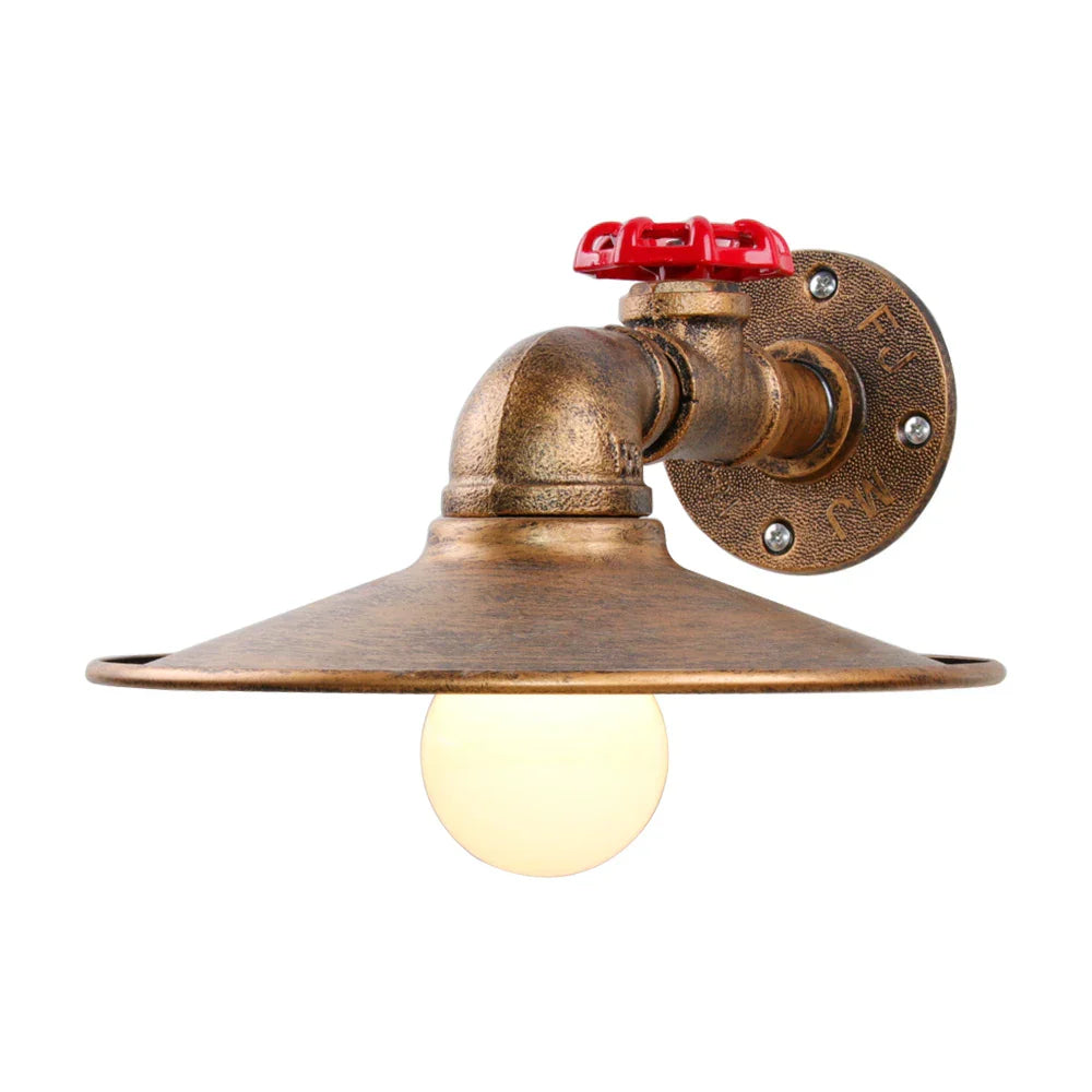 Industrial Iron Rust Water Pipe Wall Light Vintage E27 Sconce Fixture