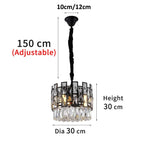 Black Crystal LED Chandelier for Living Room, Dining Room, Kitchen, Bedroom