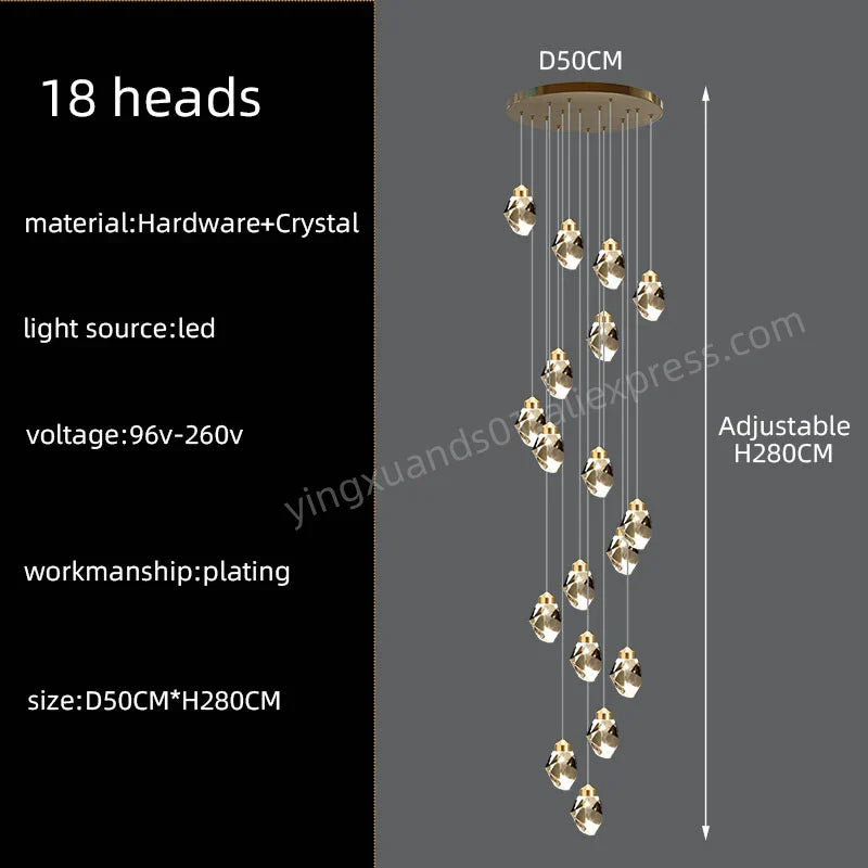 Nordic Crystal Chandelier | Living Room Villa Ceiling Light