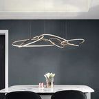 Rose Gold LED Chandeliers: Modern Rings Lighting for Living, Dining, Kitchen - Luminaire