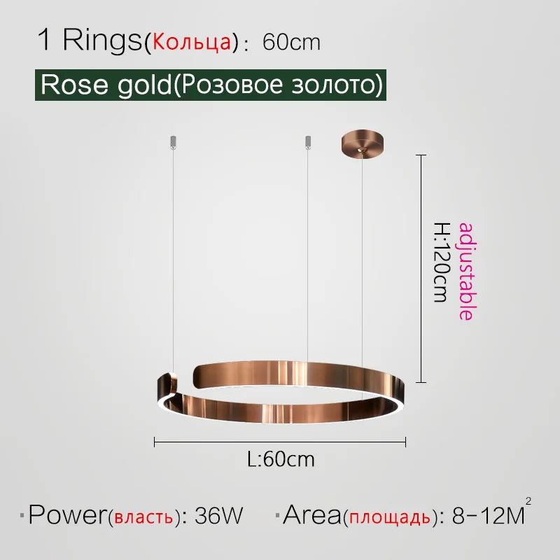 Round LED Chandelier for Dining Room Modern Nordic Living Room Lighting