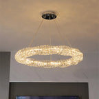 Crystal Pendant Light: Dimmable, Remote Control, Modern Luxury Steel LED Lamp