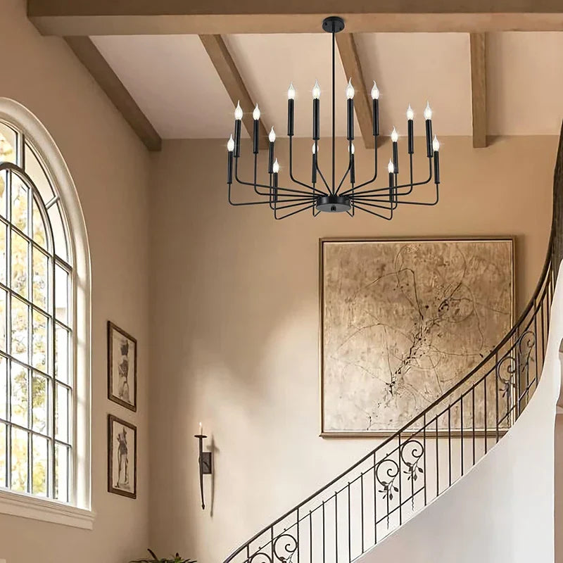 Modern Black Chandelier 6-Light Candle Pendant Light for Dining Room and Kitchen