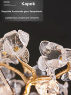 LED Crystal Pendant Chandelier with Handmade Kapok Flower Glass Branches