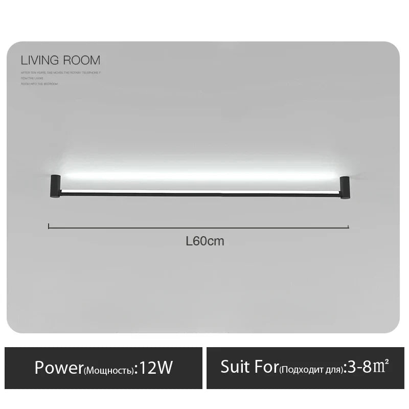 Black Bar Linear Wall Light for Living and Dining Room Lighting