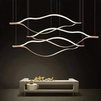 Minimalist River Chandeliers - Gold Lustre Aluminium Dimmable Pendant Lights