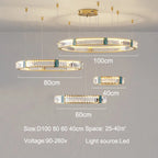Luxury Golden Crystal Round Ceiling Chandelier with Remote Control LED Light