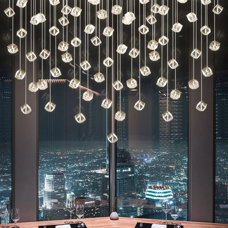 Luxury Crystal LED Chandelier for Staircase - Modern Indoor Stair Lighting