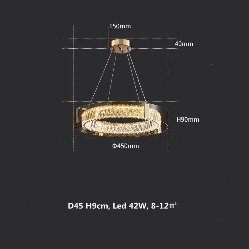 Crystal LED Dimmable Ceiling Lamp with Steel Body and Gray Glass