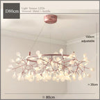 Modern Nordic Hanging Firefly Chandelier - Rose Gold and Black Branch Design