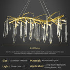 Large Droplet Crystal Chandelier: Modern Bedroom & Restaurant Pendent Lamp