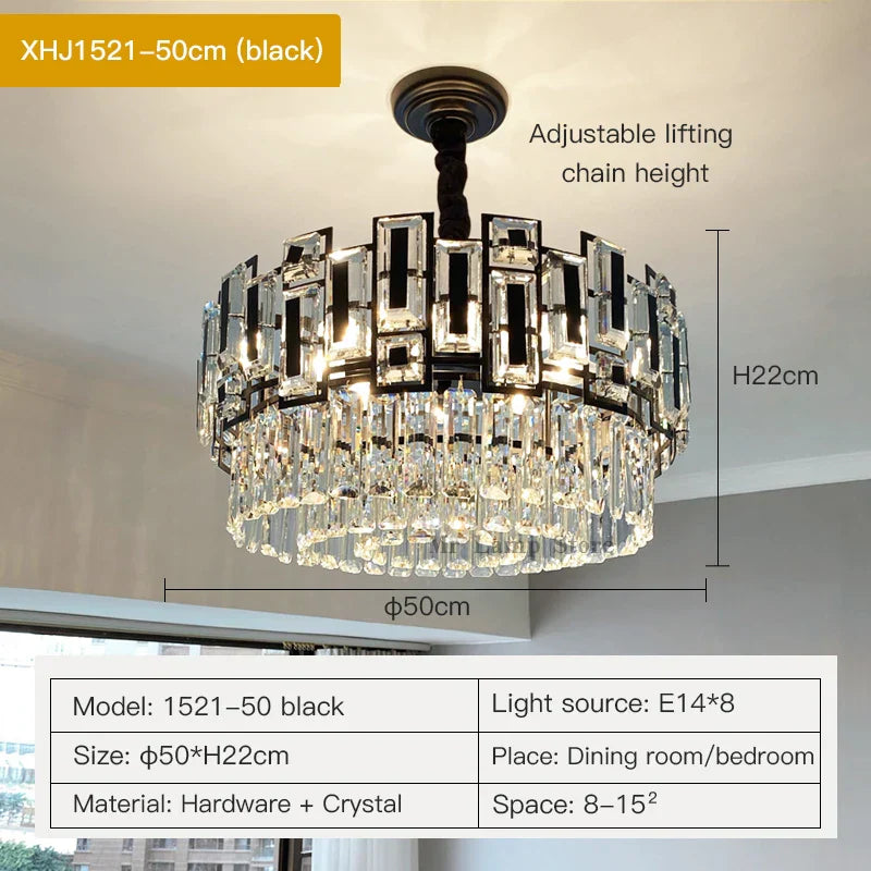 Crystal Chandelier: Modern Elegant Lighting for Living Room, Bedroom, Kitchen