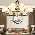 Chinese Jade Chandelier | Modern Duplex Villa Lighting