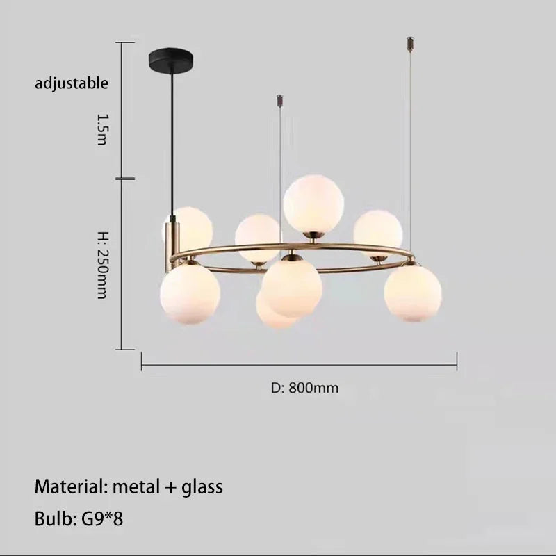 Glass Chandelier G9 Hanging Light for Living Room Bedroom Decor
