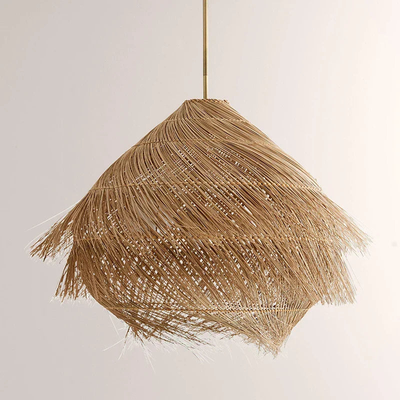 Wicker Pendant Lamp - Handcrafted Japanese Style Rattan Hanging Light